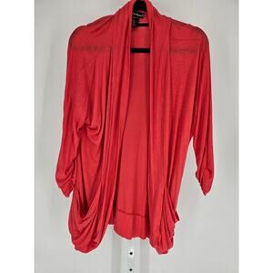 Made in Heaven Womens Sz XL Open Front Cardigan Sweater Red Draped Soft